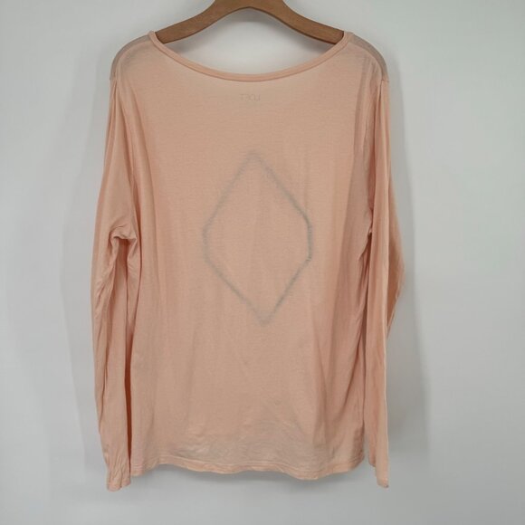 LOFT Outlet XL Peach Long Sleeve Top With Black Lace Diamond Design - Picture 7 of 8